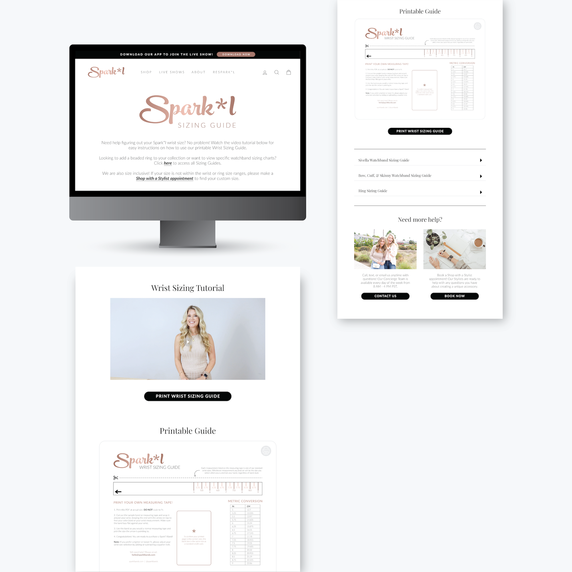 Sizing Guide Website Page